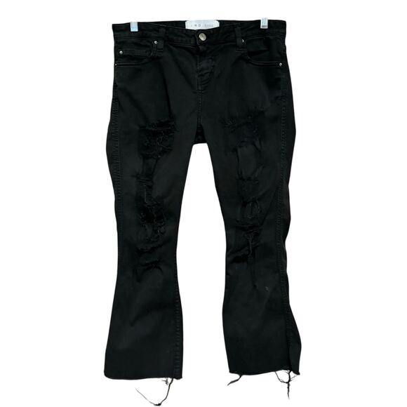 IRO Bliris Ajuste Cropped Distressed Mid-Rise Straight-Leg Jeans Black Size 29 - Picture 4 of 12